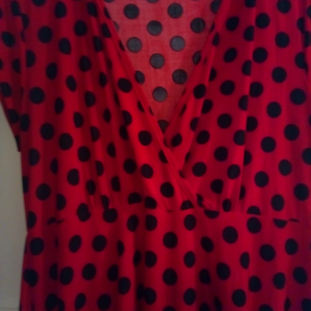 Red and black polka dots  Midi dress